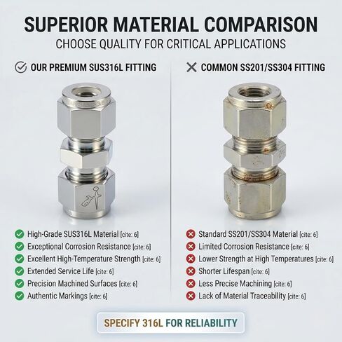 تركيب أنبوب ضغط من الفولاذ المقاوم للصدأ 316 مقاس 12 مم OD × 12 مم OD موصل محول اتحاد مستقيم مع حلقات مزدوجة لوصلات الزيت والكيماويات والغاز الطبيعي in Kuwait