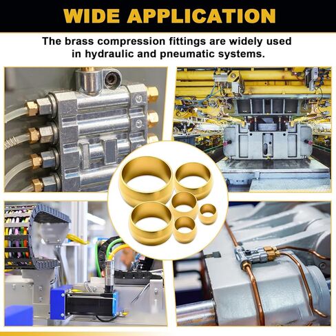 Siptenk 100PCS Brass Compression Sleeves Ferrules for Tube OD 1/4", Hose Compression Fitting Brass Ferrule for DOT Air Brake Lines, Water, Fuel, Oil in Kuwait