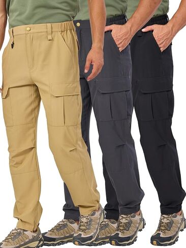 3 قطع من السراويل الرجالية خفيفة الوزن للمشي لمسافات طويلة سريعة الجفاف ومطاطة للاستخدام الخارجي للسفر والتخييم والصيد في الهواء الطلق in Kuwait