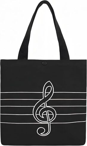 حقيبة يد قطنية من HilerPunk Music High Note Treble Clef، حقائب بقالة للمتسوقين، حقيبة موسيقى، حقيبة كتف، حقيبة يد قطنية سميكة مثالية للتسوق والتخزين والكمبيوتر المحمول (Treble Clef) in Kuwait
