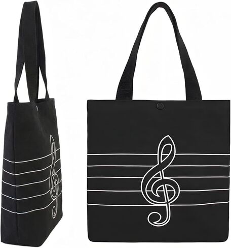حقيبة يد قطنية من HilerPunk Music High Note Treble Clef، حقائب بقالة للمتسوقين، حقيبة موسيقى، حقيبة كتف، حقيبة يد قطنية سميكة مثالية للتسوق والتخزين والكمبيوتر المحمول (Treble Clef) in Kuwait