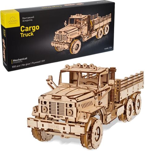 UGEARS Wooden 3D Puzzles for Adults - Cargo Truck Model Car Kits for Adults 3D Wooden Puzzles for Adults - Hobbies for Men to Build Spring-Powered 6x6 Off-Road Vehicle Adult Puzzle Games - 550 Pcs in Kuwait