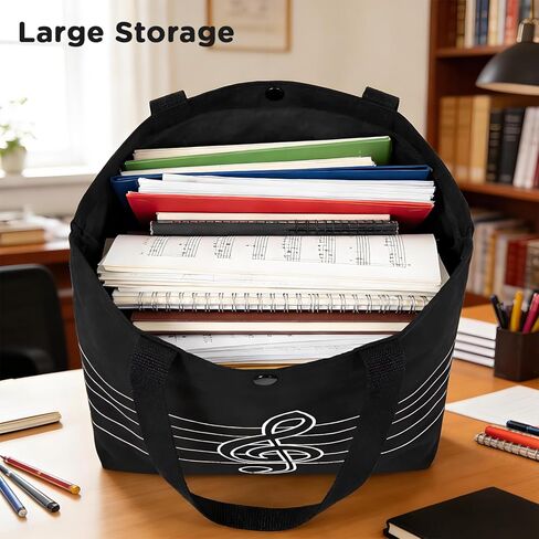 حقيبة يد قطنية من HilerPunk Music High Note Treble Clef، حقائب بقالة للمتسوقين، حقيبة موسيقى، حقيبة كتف، حقيبة يد قطنية سميكة مثالية للتسوق والتخزين والكمبيوتر المحمول (Treble Clef) in Kuwait