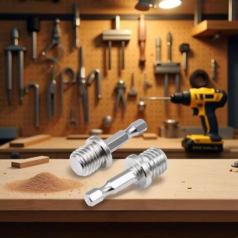 2Pcs Silver Outer Conversion Rod M10+M14 Woodworking Hex Socket Adapter Converter Impact Power Drill Sockets Adapter Setsdrill Chuck Hex Shank Converter Drill Chuck Power Drill Parts,Accessories in Saudi Arabia