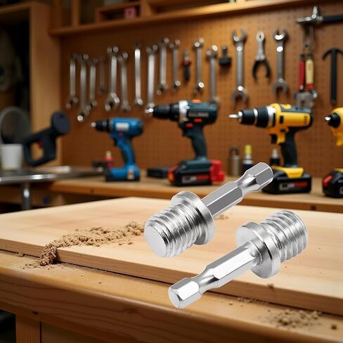 2Pcs Silver Outer Conversion Rod M10+M14 Woodworking Hex Socket Adapter Converter Impact Power Drill Sockets Adapter Setsdrill Chuck Hex Shank Converter Drill Chuck Power Drill Parts,Accessories in Saudi Arabia