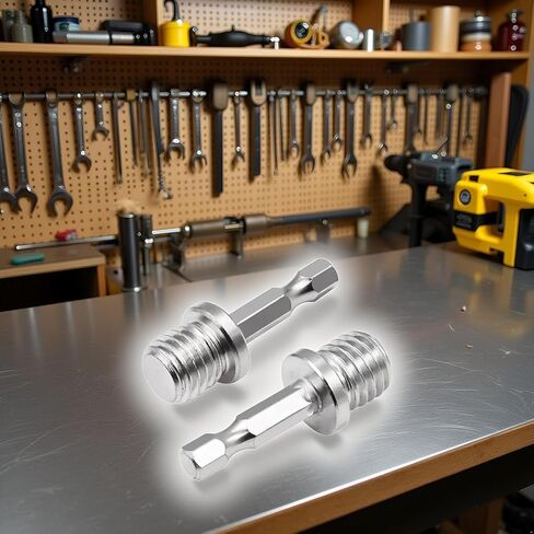 2Pcs Silver Outer Conversion Rod M10+M14 Woodworking Hex Socket Adapter Converter Impact Power Drill Sockets Adapter Setsdrill Chuck Hex Shank Converter Drill Chuck Power Drill Parts,Accessories in Saudi Arabia