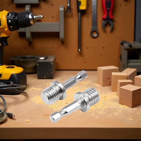 2Pcs Silver Outer Conversion Rod M10+M14 Woodworking Hex Socket Adapter Converter Impact Power Drill Sockets Adapter Setsdrill Chuck Hex Shank Converter Drill Chuck Power Drill Parts,Accessories in Saudi Arabia