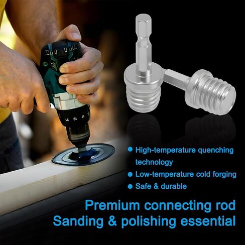 4 Pcs 5/8"-11 Male Thread to 1/4" Hex Shank Drill Adapter for Power Drills, Drill Press, Die Grinders and Rotary Tools Compatible with Backing Plates and Sanding Attachments in Kuwait