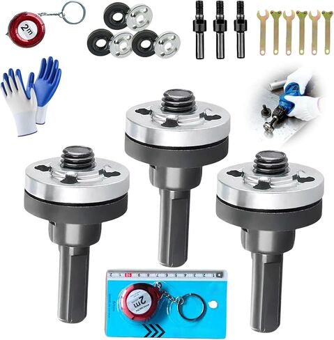 3-Set Drill Angle Grinder Adapter Kit, Connecting Rod Converts Drill to Grinding/Cutting/Polishing Tool, Fits 10-13mm Chucks, Includes Gloves + Tape Measure in Saudi Arabia