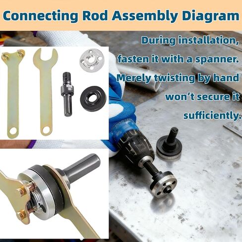 3-Set Drill Angle Grinder Adapter Kit, Connecting Rod Converts Drill to Grinding/Cutting/Polishing Tool, Fits 10-13mm Chucks, Includes Gloves + Tape Measure in Saudi Arabia