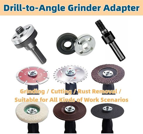 3-Set Drill Angle Grinder Adapter Kit, Connecting Rod Converts Drill to Grinding/Cutting/Polishing Tool, Fits 10-13mm Chucks, Includes Gloves + Tape Measure in Saudi Arabia