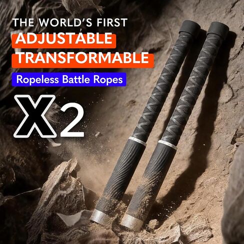X2 حبال معركة بدون حبال وزن قابل للتعديل - هيكل مناسب للمعصم، أوزان إضافية قابلة للتكديس، حبل وقضيب بأشكال مزدوجة قابلة للتحويل، حبال معركة لاسلكية احترافية in Kuwait