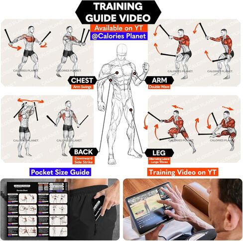 X2 حبال معركة بدون حبال وزن قابل للتعديل - هيكل مناسب للمعصم، أوزان إضافية قابلة للتكديس، حبل وقضيب بأشكال مزدوجة قابلة للتحويل، حبال معركة لاسلكية احترافية in Kuwait