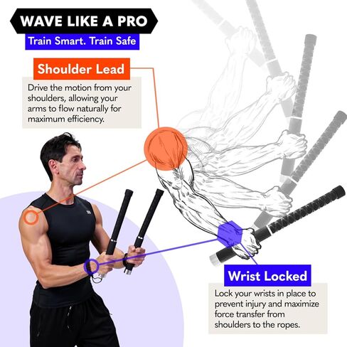 X2 حبال معركة بدون حبال وزن قابل للتعديل - هيكل مناسب للمعصم، أوزان إضافية قابلة للتكديس، حبل وقضيب بأشكال مزدوجة قابلة للتحويل، حبال معركة لاسلكية احترافية in Kuwait