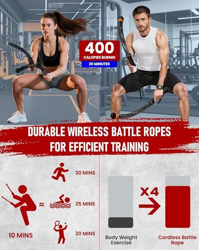 Adjustable Weight Ropeless Cordless Battle Ropes Home Gym Portable Strength Training Combat Work Out Battle Ropes Sticks Resistance Springs Weighted Exercise Fitness Rope Trainer Storage Bag (Black) in Saudi Arabia