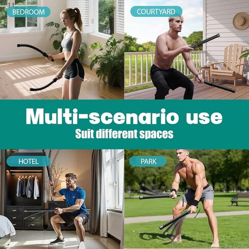 حبال معركة بدون حبال - حبال تمرين محمولة مرجحة لصالة الألعاب الرياضية المنزلية، تمرين القفز/الذراع اللاسلكي مع قفازات مضادة للانزلاق وملصق تدريب - HIIT، تمارين القلب والقوة/العضلات منخفضة التأثير (قطعتان) in Kuwait