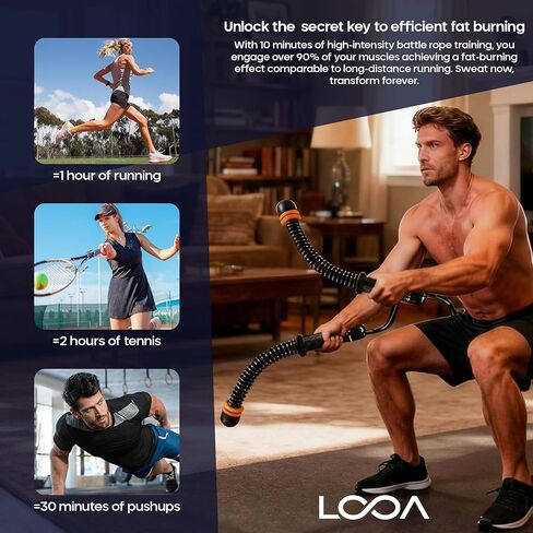 LOOA Weighted Ropeless Battle Ropes (2-Pack) – Portable Quiet Cardio Equipment for Home Gym, Low-Impact Full Body Workout, Ergonomic Non-Slip Handles, Carry Bag & Training Poster in Saudi Arabia