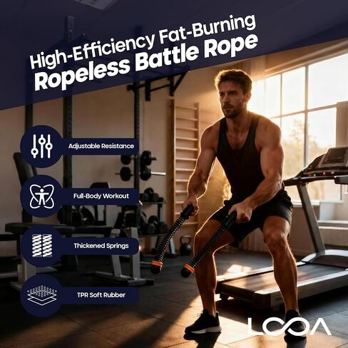 LOOA Weighted Ropeless Battle Ropes (2-Pack) – Portable Quiet Cardio Equipment for Home Gym, Low-Impact Full Body Workout, Ergonomic Non-Slip Handles, Carry Bag & Training Poster in Saudi Arabia