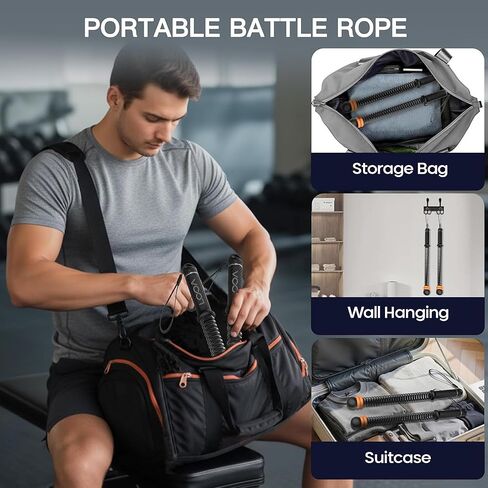 LOOA Weighted Ropeless Battle Ropes (2-Pack) – Portable Quiet Cardio Equipment for Home Gym, Low-Impact Full Body Workout, Ergonomic Non-Slip Handles, Carry Bag & Training Poster in Saudi Arabia