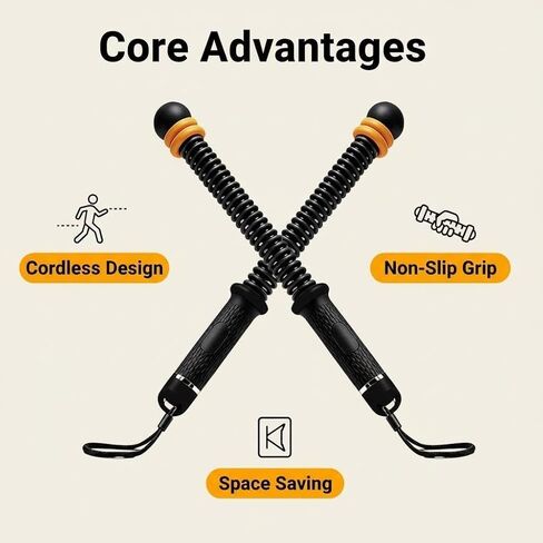 Ropeless Battle Ropes with Adjustable Weights, Cordless Heavy Battle Rope for Home Gym & Travel, Portable Weighted Exercise Equipment for HIIT, Cardio & Low Impact Workout(Black) in Saudi Arabia