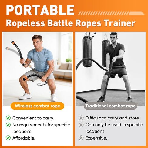 Adjustable counter weight Cordless Battle Ropes,Heavy Duty Portable Ropeless Battle Ropes for Home Gym,Workout Exercise Rope for Strength Building, HIIT and Low-Impact Aerobic Training for Men & Women in Saudi Arabia