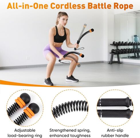 Adjustable counter weight Cordless Battle Ropes,Heavy Duty Portable Ropeless Battle Ropes for Home Gym,Workout Exercise Rope for Strength Building, HIIT and Low-Impact Aerobic Training for Men & Women in Saudi Arabia