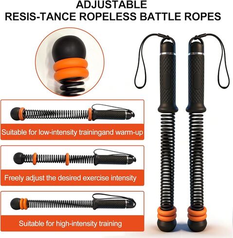 Ropeless Battle Ropes - Adjustable Weight Ropeless Battle Ropes for Home Gym, Portable Cordless Workout Fitness Equipment for Strength Building, HIIT and Low-Impact Aerobic Training for Men & Women in Saudi Arabia