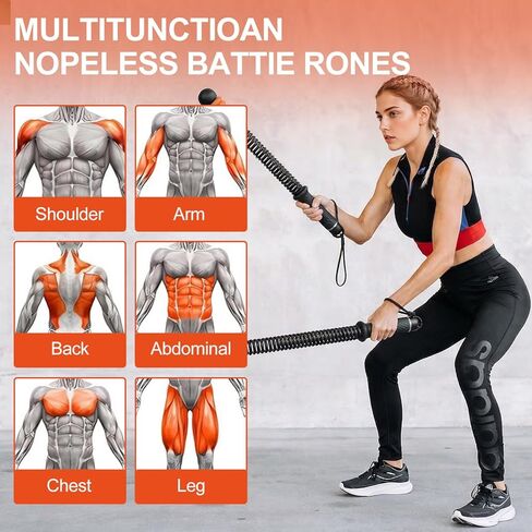 Ropeless Battle Ropes - Adjustable Weight Ropeless Battle Ropes for Home Gym, Portable Cordless Workout Fitness Equipment for Strength Building, HIIT and Low-Impact Aerobic Training for Men & Women in Saudi Arabia