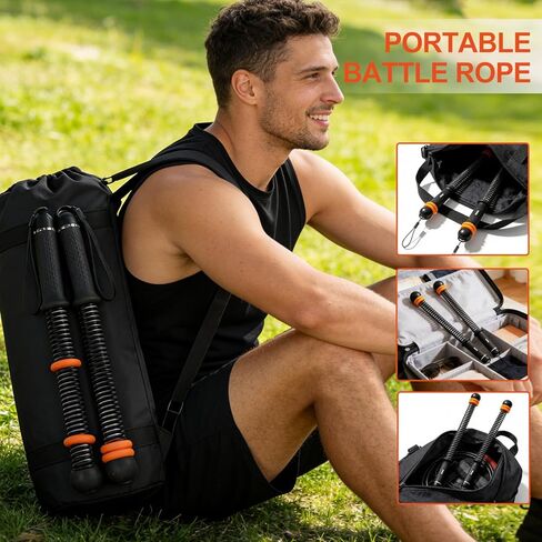 Ropeless Battle Ropes - Adjustable Weight Ropeless Battle Ropes for Home Gym, Portable Cordless Workout Fitness Equipment for Strength Building, HIIT and Low-Impact Aerobic Training for Men & Women in Saudi Arabia