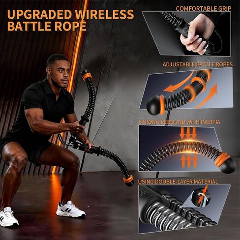 Weighted Ropeless Battle Ropes Adjustable Battle Ropes for Home Gym for Full Body Workout, HIIT and Low-Impact Aerobic Training Cardio Strength Training, Fitness Gift, Indoor Workout Equipment in Saudi Arabia