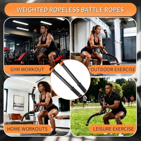 Weighted Ropeless Battle Ropes Adjustable Battle Ropes for Home Gym for Full Body Workout, HIIT and Low-Impact Aerobic Training Cardio Strength Training, Fitness Gift, Indoor Workout Equipment in Saudi Arabia