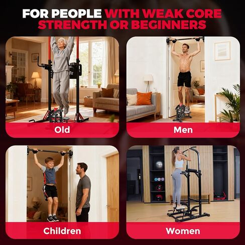 جهاز مساعدة السحب من ONETWOFIT بوزن 660 رطل، مساعد طاقة متعدد الوظائف قابل للتعديل لقضيب السحب/برج الطاقة/محطة الغمس/قضيب الجمباز، معدات اللياقة البدنية لتدريب القوة في صالة الألعاب الرياضية المنزلية in Kuwait