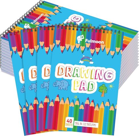 Fulmoon 25 Pack Sketch Pad for Kids Drawing Pad 40 Sheets Sketch Book Bulk Children Drawing Paper Art Supplies for Crayons Pencils School Kid Painting Party Art Supplies(6 x 9 Inch) in Kuwait