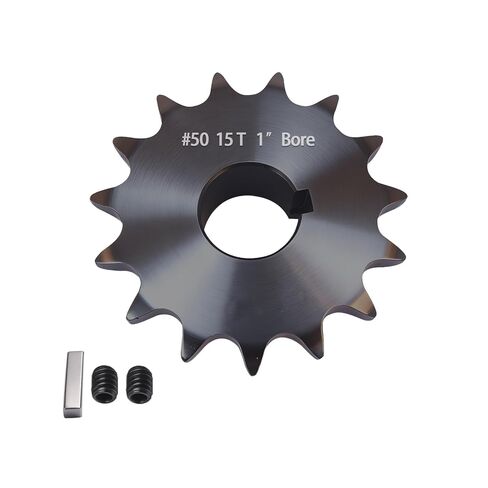 #50 Roller Chain Sprocket 20 Tooth 3/4" Bore (3/16" Keyway) Black Oxide with 2 Set Screws & Key Included for Conveyor Farm Equipment Packaging Industrial Heavy Duty Drive, Hardened Steel 50BS20-3/4 in Kuwait