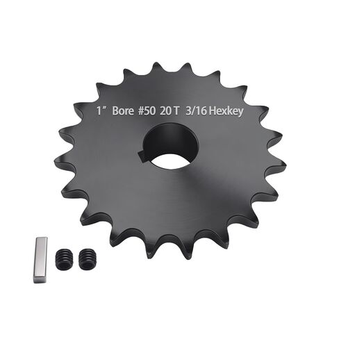 #50 Roller Chain Sprocket 20 Tooth 3/4" Bore (3/16" Keyway) Black Oxide with 2 Set Screws & Key Included for Conveyor Farm Equipment Packaging Industrial Heavy Duty Drive, Hardened Steel 50BS20-3/4 in Saudi Arabia