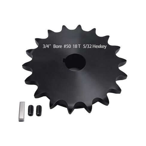 #50 Roller Chain Sprocket 20 Tooth 3/4" Bore (3/16" Keyway) Black Oxide with 2 Set Screws & Key Included for Conveyor Farm Equipment Packaging Industrial Heavy Duty Drive, Hardened Steel 50BS20-3/4 in Saudi Arabia