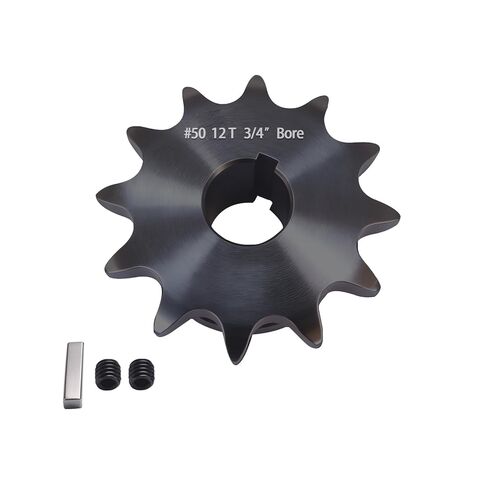 #50 Roller Chain Sprocket 20 Tooth 3/4" Bore (3/16" Keyway) Black Oxide with 2 Set Screws & Key Included for Conveyor Farm Equipment Packaging Industrial Heavy Duty Drive, Hardened Steel 50BS20-3/4 in Saudi Arabia