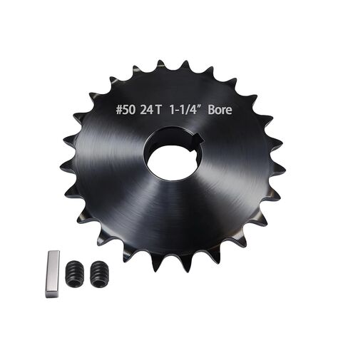 #50 Roller Chain Sprocket 20 Tooth 3/4" Bore (3/16" Keyway) Black Oxide with 2 Set Screws & Key Included for Conveyor Farm Equipment Packaging Industrial Heavy Duty Drive, Hardened Steel 50BS20-3/4 in Saudi Arabia