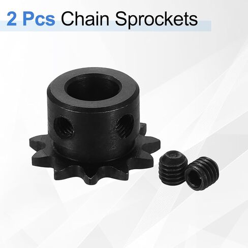uxcell 2 Pcs #25 Chain Roller Sprocket 10mm Bore, 11 Tooth C45 Carbon Steel ANSI #25 Roller Sprocket Round Hole with Set Screws for ISO 04C Chain in Kuwait