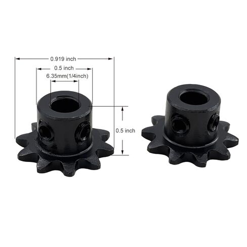 2PCS #25 Roller Chain Sprocket Type B 6.35mm Bore 10 Tooth, Hardened Antirust 1045 Steel 1/4" bore Drive Sprockets 25B10-1/4 in Kuwait