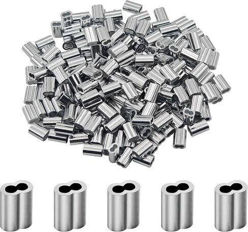 50 قطعة M5 الألومنيوم العقص الأكمام حلقة لسلك حبل قطره 9/64 بوصة والكابلات in Kuwait