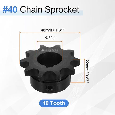 uxcell 2 Pcs #40 Chain Roller Sprocket 3/4" Bore, 10 Tooth C45 Carbon Steel ANSI #40 Roller Sprocket Round Hole with Set Screws for ISO 08A Chain in Kuwait