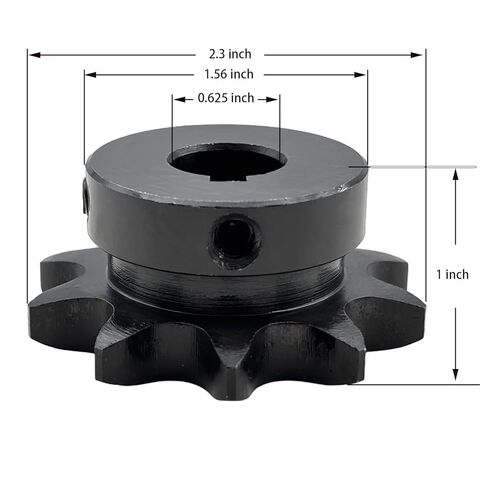 #50 Roller Chain Sprocket Type B 5/8 inch Bore 10 Tooth, Hardened Antirust 1045 Steel Drive Sprockets 50B10-5/8 in Kuwait
