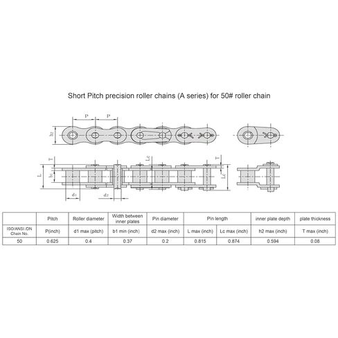 #50 Roller Chain Sprocket Type B 5/8 inch Bore 10 Tooth, Hardened Antirust 1045 Steel Drive Sprockets 50B10-5/8 in Kuwait
