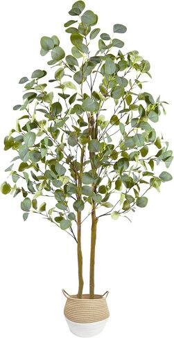 Artificial Eucalyptus Tree, 6ft Tall Fake Eucalyptus Plant with Basket for Indoor Outdoor, 72'' Silk Leaves Faux Tree for Home Office Livingroom Floor Décor in Kuwait