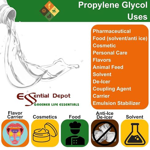 بروبيلين جلايكول - PG - 1 لتر (وزن صافي 18 أونصة) - USP - موافق للشريعة اليهودية - درجة الغذاء - حاوية HDPE محكمة الغلق وقابلة للإغلاق، آمنة للاستخدام في الميكروويف (إزالة ختم الرقائق المعدنية)، آمنة للاستخدام في الفريزر in Kuwait