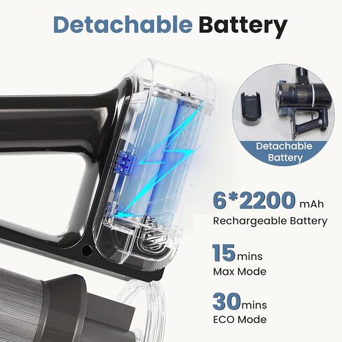 مكنسة كهربائية لاسلكية من نيوبوليج، مكنسة كهربائية خفيفة الوزن للمنزل مزودة بمصابيح مضادة للتشابك وأضواء LED، منظفات لاسلكية قوية قابلة لإعادة الشحن للأرضيات الصلبة والسجاد وشعر الحيوانات الأليفة in Kuwait