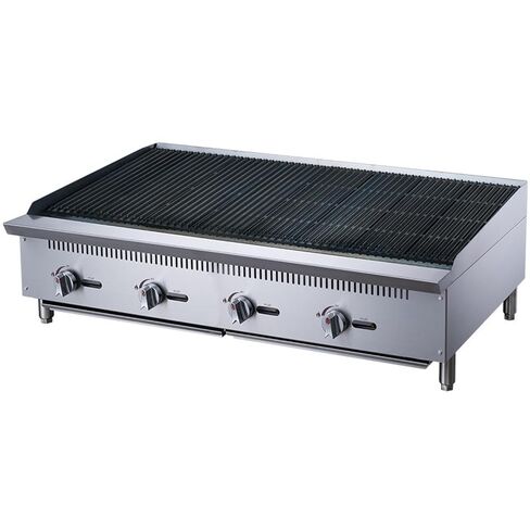 289-DCRB48 48" Commercial Countertop Gas Charbroiler, 35,000 BTU, 4 Burners, Manual Controls, Stainless Steel, NG/LP Conversion Kit, Full-Width Crumb Tray, Cool-Touch Front Edge in Saudi Arabia