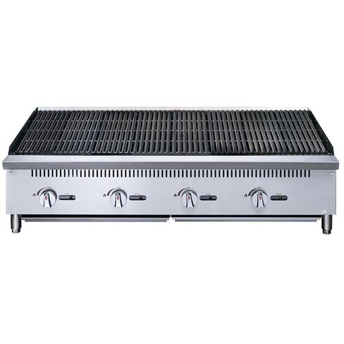 289-DCRB48 48" Commercial Countertop Gas Charbroiler, 35,000 BTU, 4 Burners, Manual Controls, Stainless Steel, NG/LP Conversion Kit, Full-Width Crumb Tray, Cool-Touch Front Edge in Saudi Arabia