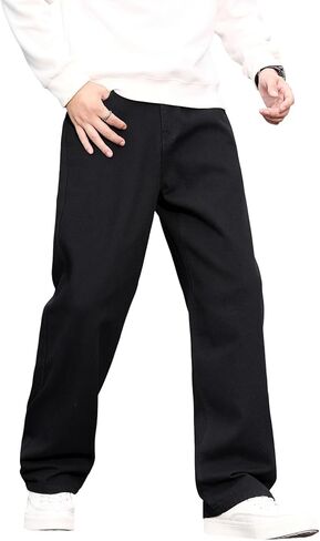 Mens Vintage Baggy Jeans Wide Leg Loose Fit Pants Y2k Hip Hop Trousers in Kuwait
